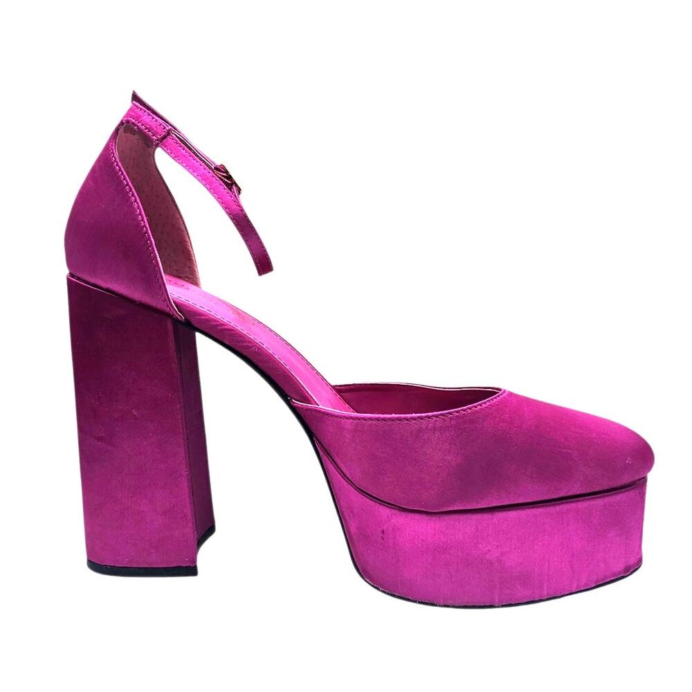 Madden Girl Magenta Pink Satin Dion Platform High Heel Pump - Picture 3 of 11
